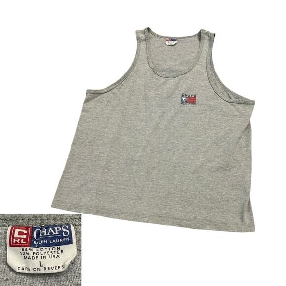Vintage 90s Chaps Ralph Lauren Muscle Tee Tank Top USA / Men’s Large - - Picture 5 of 5